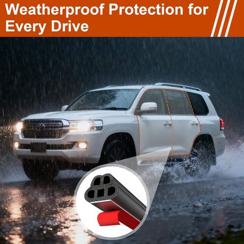 Universal Self-Adhesive Double-Layer 5-Hole EPDM Rubber Door Weather Stripping, Suitable for Trucks, SUVs and RVs