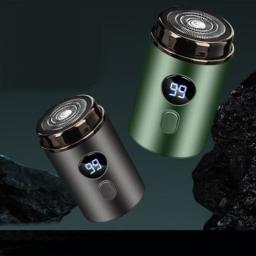 Mini electric shaver for men, portable for travel or use in a car. Rechargeable and fully washable.