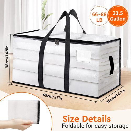 Large Moving Storage Bags Heavy Duty Polypropylene Plastic Totes Waterproof Handles Zippers Foldable College Dorm Home