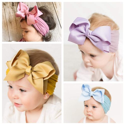 Make Your Princess Shine! ✨ 24 Pcs Baby Nylon Headbands Set - Super Soft & Stretchy Hair Bows for Newborns and Toddlers