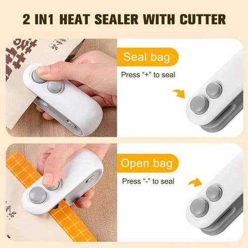 Portable Mini Bag Sealer Handheld USB Rechargeable Bag Sealing Machine 2 in 1 Food Plastic Bag Heat Sealer With Cutter