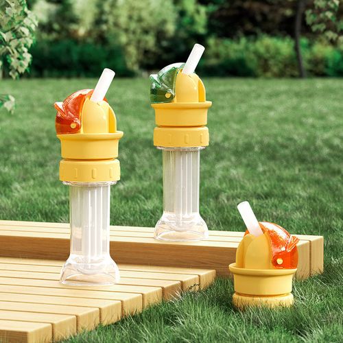 (2PCS 1SET)Portable Baby Cartoon Bottle Straw Kid Water Beverage Bottle Anti-choking Conversion Head With Straw Nozzle Cover