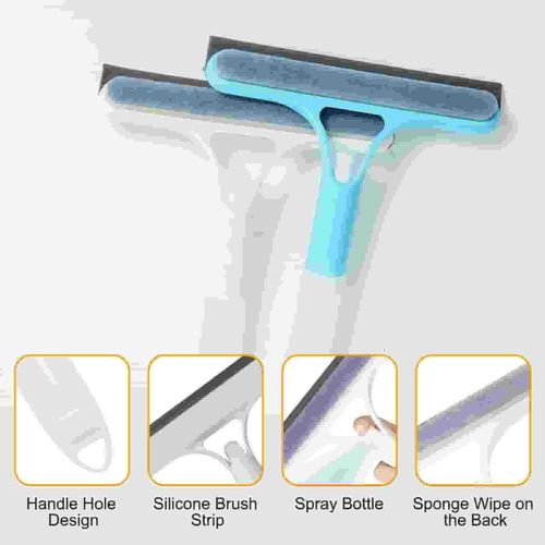 Shower Squeegee with Spraying Water and Crevice Brush Car Window Squeegee for Shower Glass Doors Bathroom Squeegee