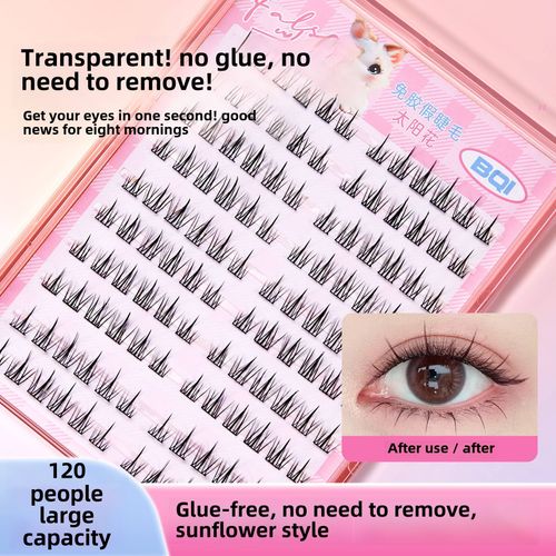 BQI Luxury Sunflower False Eyelashes - No Glue Required & Reusable | 10 Rows Large Capacity | 3D Dense Natural Look | Easy Application Beauty Kit