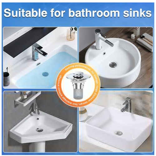 Stainless Steel Modern Anti-Odor Bathroom Sink Stopper with Bouncing Core & Brass Pop-Up Drain Plug for Bathtub Home Goods, universal bathtub drain stopper, bathroom sink strainer High Pressure Shower Handheld Shower Head