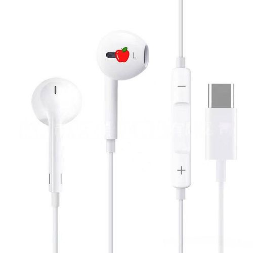 Wired headphones with microphone, stereo sound system, powerful bass, noise canceling in ear design, headset compatible with Type C, 3.5mm. and Lightning connectors, suitable for your phone or tablet