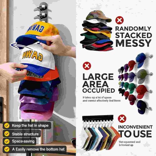 Wall Mounted Baseball Cap Storage Rack Plastic Hat Organizer Cap Display Rack Hat Holder Storage Rack