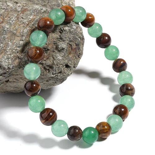 Money Wealth Success Bracelet Pure natural stone Green AventurineTiger Eye Attract Wealth Crystal Bracelet Prosperity Money Bracelet