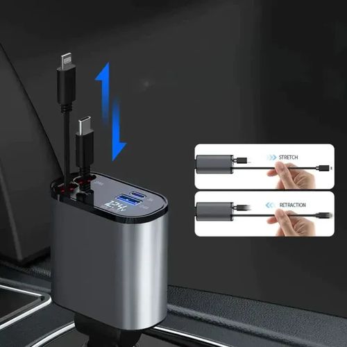 New digital display flash charging USB adapter cigarette lighter one to four 100W super fast charging car charger