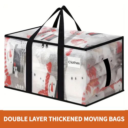 Large Moving Storage Bags Heavy Duty Polypropylene Plastic Totes Waterproof Handles Zippers Foldable College Dorm Home