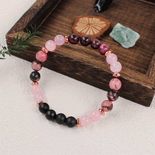 Natural stone bead bracelet, energy bracelet, pink crystal garnet energy healing jewelry