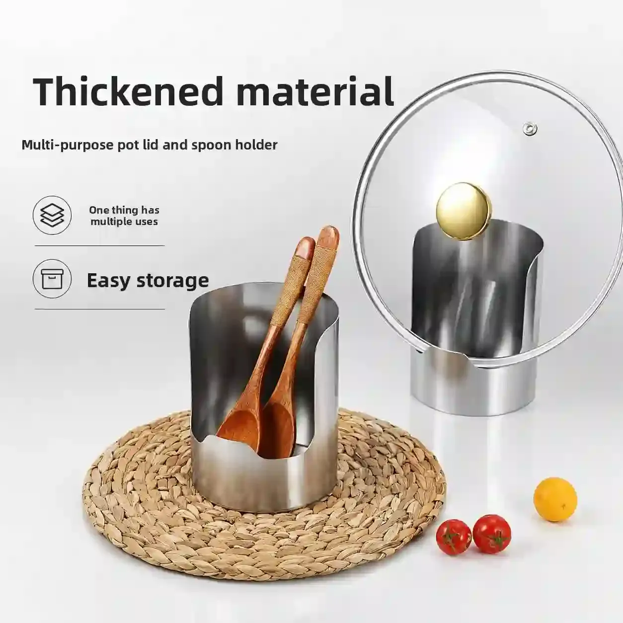 Thickened Stainless Steel Utensil Holder for Kitchen Countertop