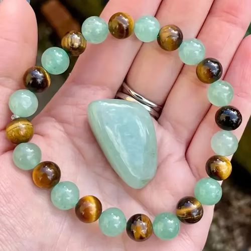 Money Wealth Success Bracelet Pure natural stone Green AventurineTiger Eye Attract Wealth Crystal Bracelet Prosperity Money Bracelet