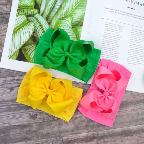Make Your Princess Shine! ✨ 24 Pcs Baby Nylon Headbands Set - Super Soft & Stretchy Hair Bows for Newborns and Toddlers