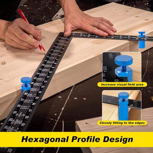 🛠️ Premium Metal Stair Stringer Gauges with Carabiner Holder - Precise Framing Square Knobs for Fast & Accurate Layouts