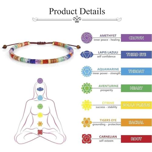 Natural crystal seven-chakra braided bracelet, perfect as a healing gift.