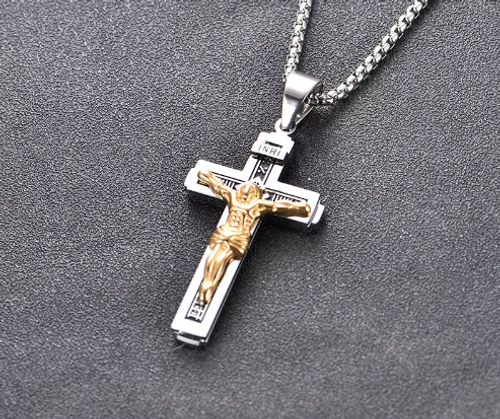 Halo Accessories Stainless Steel Cross Jewelry Sleek Design with Inscriptions Men's Fashion Accessory for Faith-Driven Style Long-Lasting Material