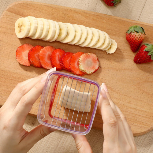 Quickly slice strawberries, bananas, eggs, and veggies with this stainless steel cup slicer with push plate. Portable and easy to use, it's perfect for making quick salads and everyday meal prep.