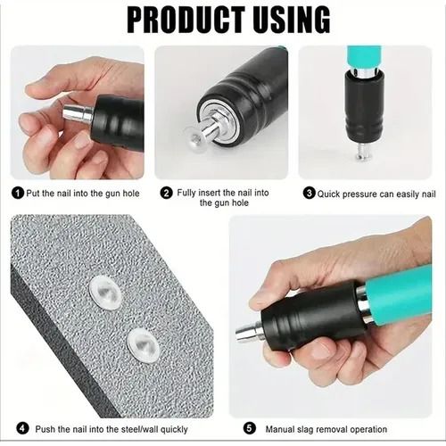 Nail Wall Fastening Tool for Cement Wall, Manual Steel Nails Machine Tool, Concrete Nail Machine, Mini Portable Nail Shooting Machine for Household Woodworking