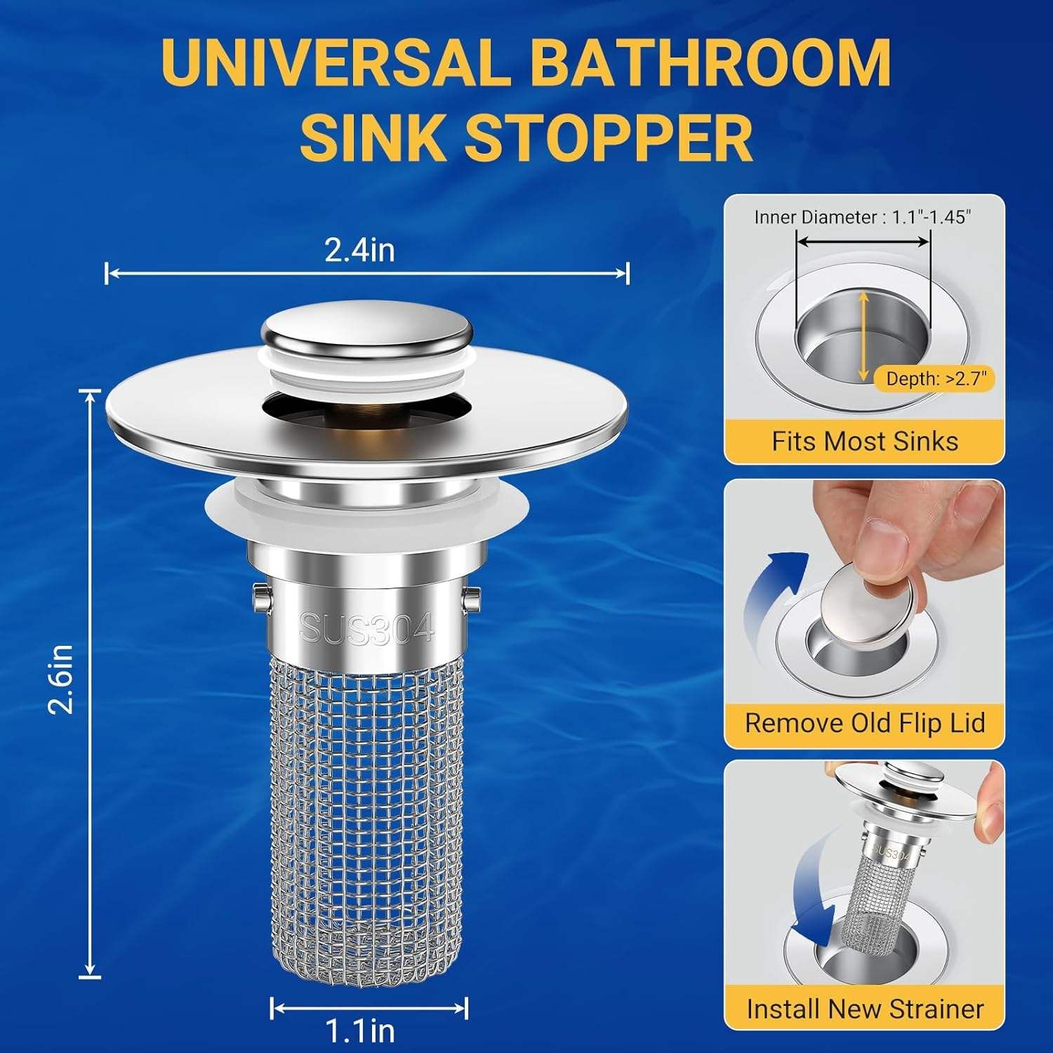 Universal Bathroom Sink Stopper Size