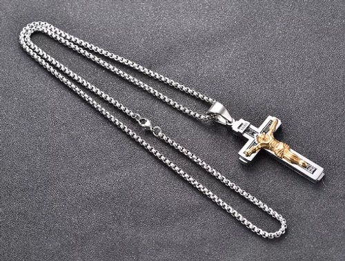 Halo Accessories Stainless Steel Cross Jewelry Sleek Design with Inscriptions Men's Fashion Accessory for Faith-Driven Style Long-Lasting Material