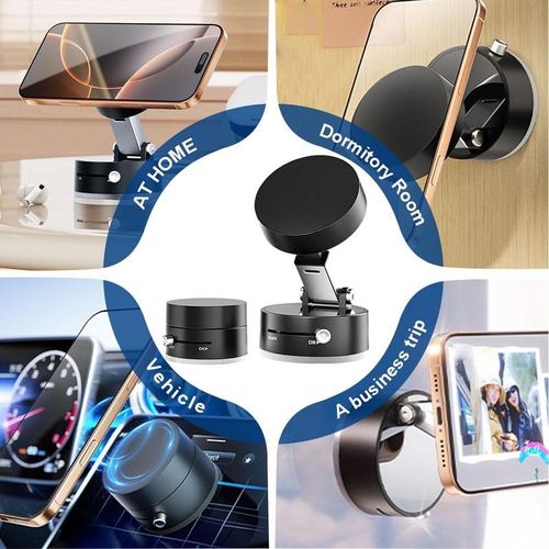 Foldable magnetic phone holder, double-sided rotating holder, portable phone holder with strong stability.