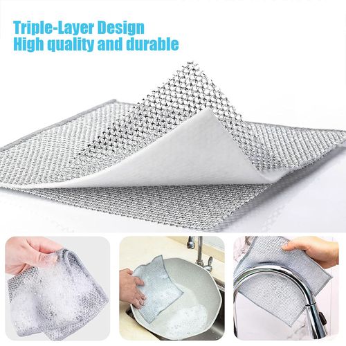 10pcs of dishcloths, multi-purpose, scratch-free metal wire dishcloths, wet and dry use, reusable.