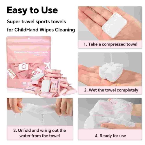 (30pcs 1set）Magic Mini Compressed Towel Nonwoven Thicker Reusable Candy Package for Outdoor Sports