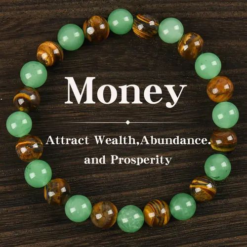 Money Wealth Success Bracelet Pure natural stone Green AventurineTiger Eye Attract Wealth Crystal Bracelet Prosperity Money Bracelet