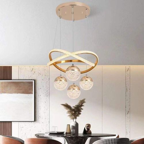 Decoration Home Iron Aluminum Acrylic Staircase Led Chandelier with Balls for Nordic Minimalist Luxury Living Room Restaurant