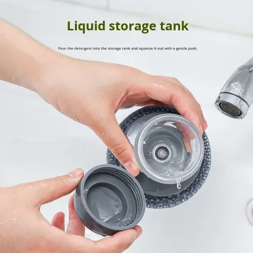 Efficient Liquid Dispensing Automatic Liquid-Adding Pot Scrubber Kitchen Household Stove Cleaning Brush