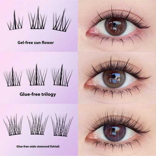 BQI Luxury Sunflower False Eyelashes - No Glue Required & Reusable | 10 Rows Large Capacity | 3D Dense Natural Look | Easy Application Beauty Kit