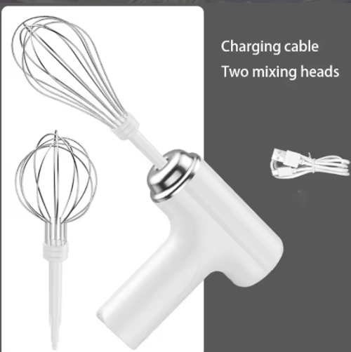 Rechargeable 3-speed hand mixer - Multi-functional kitchen mixer with two whisks