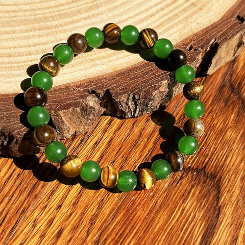 Money Wealth Success Bracelet Pure natural stone Green AventurineTiger Eye Attract Wealth Crystal Bracelet Prosperity Money Bracelet