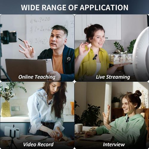 Wireless Lavalier Microphones for iPhone, Android, iPad - Mini Wireless Clip-on Microphones Crystal Clear Sound Quality for Recording, Live Streaming,Vlog