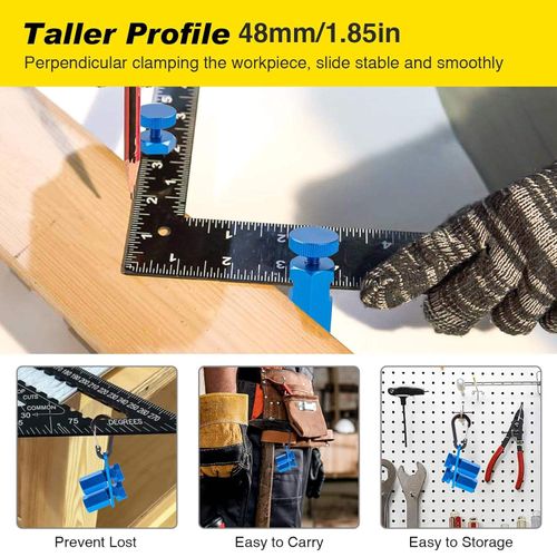 🛠️ Premium Metal Stair Stringer Gauges with Carabiner Holder - Precise Framing Square Knobs for Fast & Accurate Layouts