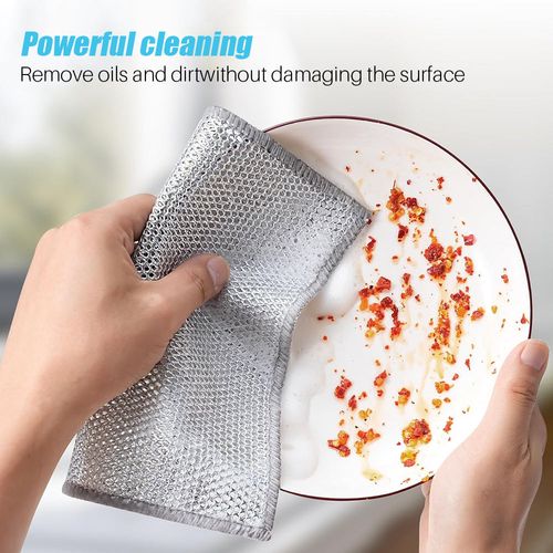 10pcs of dishcloths, multi-purpose, scratch-free metal wire dishcloths, wet and dry use, reusable.