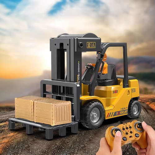 2.4G remote control forklift simulation 11-channel engineering vehicle light music toy spray crane children's toy