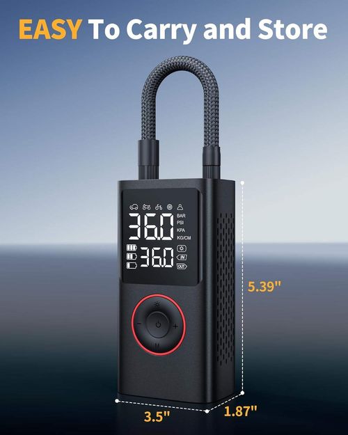 Portable Cordless Mini Air Pump Digital Tire Pressure Gauge 150 PSI Max 12V DC Car Tires Inflator 4000mAh Battery