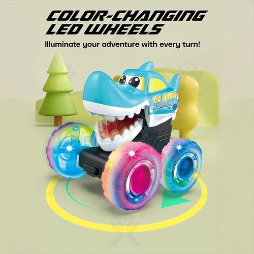 Dwi Dowellin 4-Wheel Drive Friction Toy Vehicles With Light Friction Power Car Monster Trucks for Boy Kids Toddler Gifts