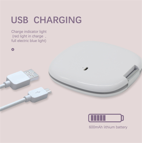 Portable Mini Double-Sided  Magnifying LED Light Travel Mirror Personalized Pocket Foldable Mirror