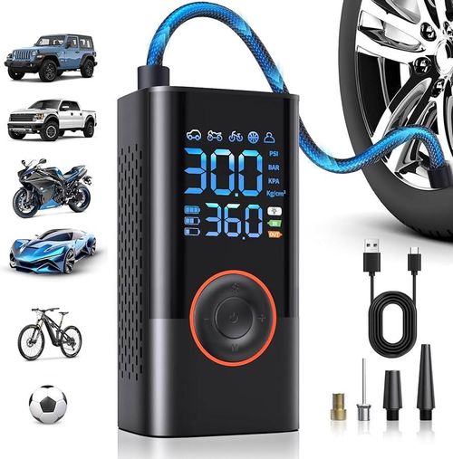 Portable Cordless Mini Air Pump Digital Tire Pressure Gauge 150 PSI Max 12V DC Car Tires Inflator 4000mAh Battery