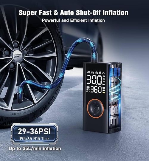 Portable Cordless Mini Air Pump Digital Tire Pressure Gauge 150 PSI Max 12V DC Car Tires Inflator 4000mAh Battery