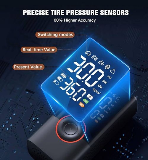 Portable Cordless Mini Air Pump Digital Tire Pressure Gauge 150 PSI Max 12V DC Car Tires Inflator 4000mAh Battery