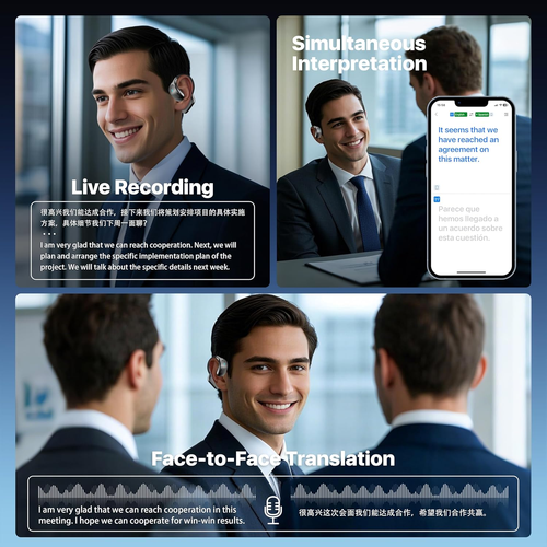 Earbuds with Touch Screen Real-Time Language Translator for 144 Languages Accents Compatible with IOS Android Devices