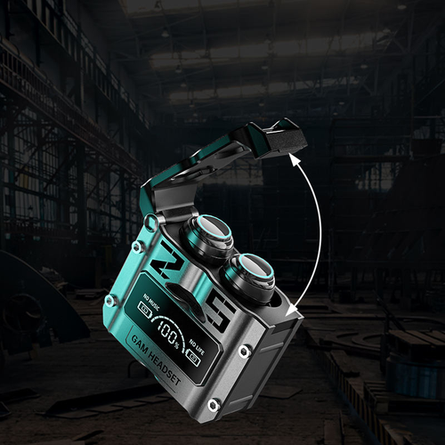 Wireless touch-controlled, metal-styled, low-power gaming Bluetooth headphones with digital display.