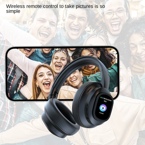 Headphones with LCD screen and active noise cancellation.