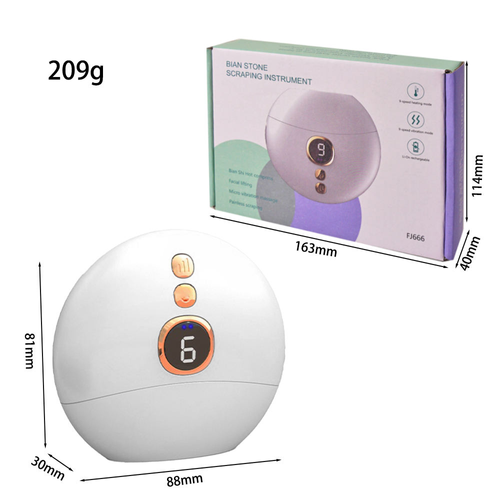 Facial massage scraping tool for neck and face lifting, reducing wrinkles with 9 levels of heating and vibration.