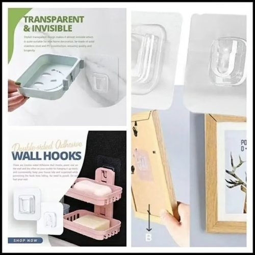 Transparent Double-sided Adhesive Wall Hooks     Buy 1 Get 4 Free