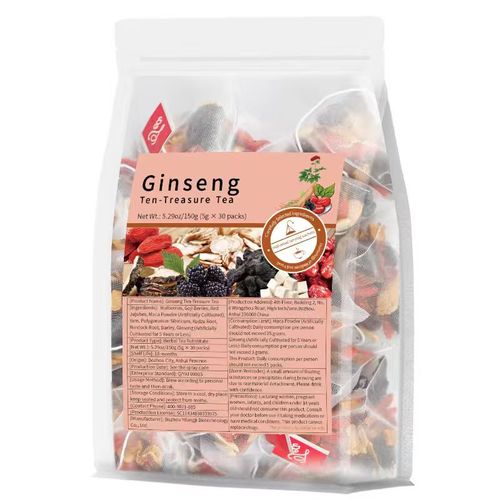 Organic Chinese Herbal Five Treasure Flavor Tea Ginseng Infused with Dates for Health Energy Fertility Kidney Support